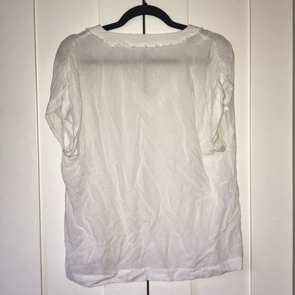 White v-neck blouse with frayed neckline - Picture 4 of 4